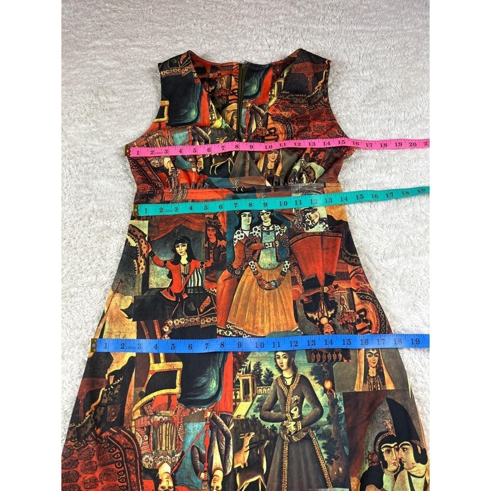 Vintage 70s Persian Art novelty Print Maxi Dress Graphic print S 8 - Picture 5 of 9